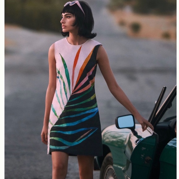 Anthropologie Dresses & Skirts - NWT ANTHROPOLOGIE Conditions Apply Palm Print Shift Mini Dress MOD RETRO size L